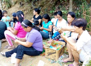 Mothers making decorations