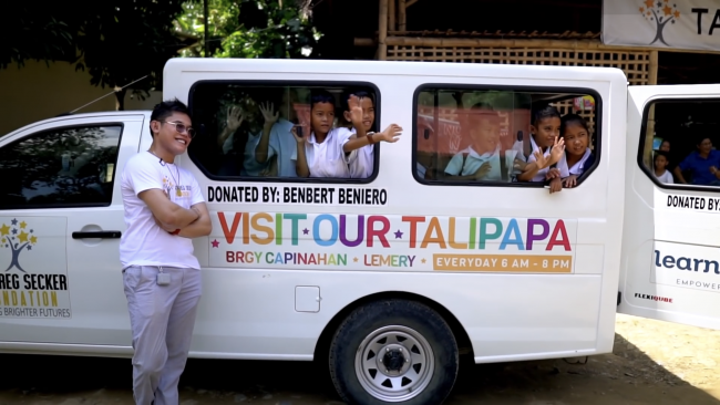 Benbert Beniero kindly donates enough money to buy a bus for the GSF Village.